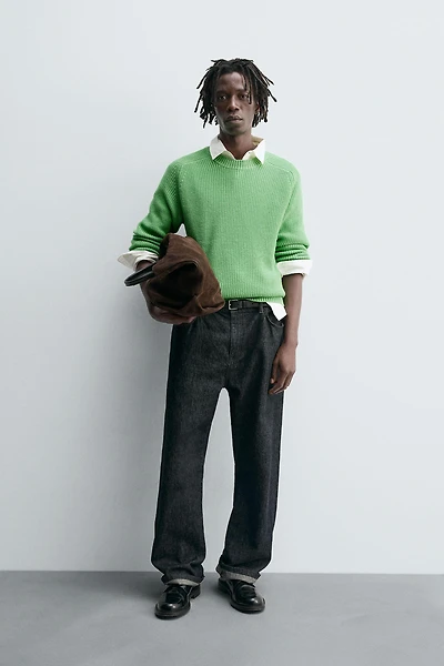TEXTURED COTTON-CASHMERE SWEATER
