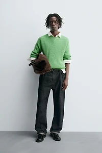TEXTURED COTTON-CASHMERE SWEATER