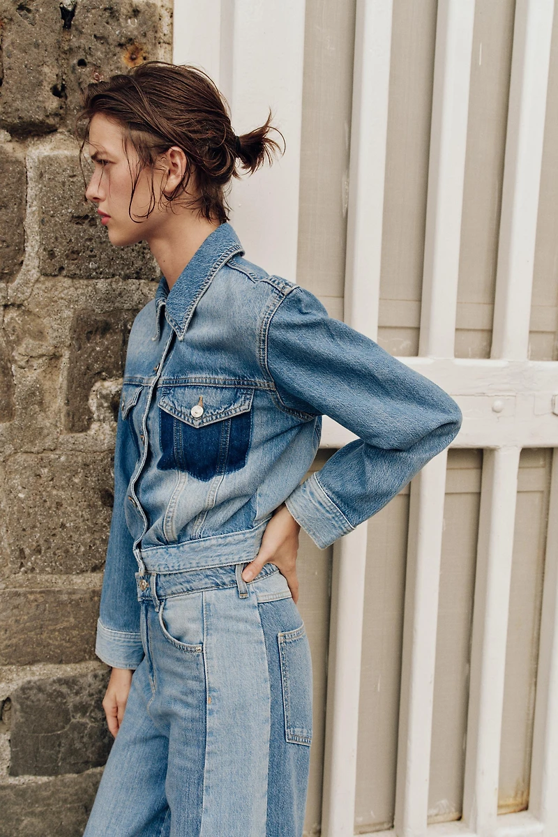 Z1975 CONTRASTING SHORT DENIM JACKET