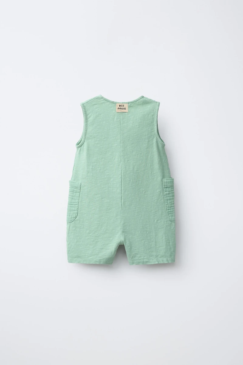 TEXTURED OVERALLS WITH LABEL