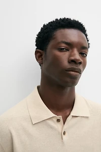 Cotton linen blend polo shirt