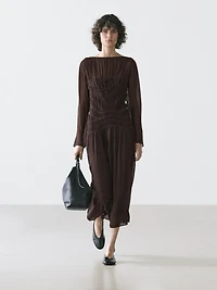 Flowing midi dress with gathered detail