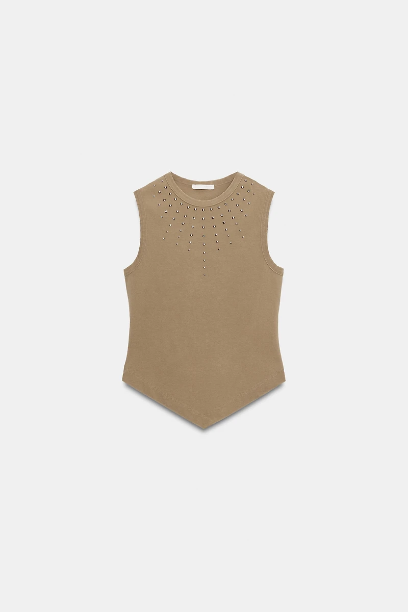 OPEN-BACK STUDDED TOP