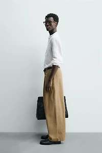 PLEATED BARREL FIT PANTS