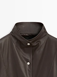 Nappa leather cape parka with pockets