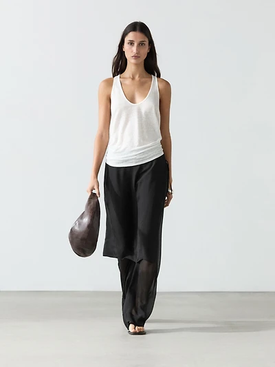Jupe-culotte longue 100 % soie