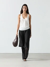 Jupe-culotte longue 100 % soie