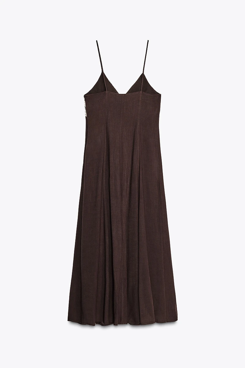 EMBROIDERED STRAPPY MIDI DRESS