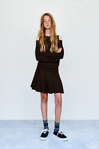 RIBBED RUFFLE SKORT