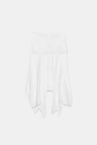 ASYMMETRIC EMBROIDERED MIDI SKIRT