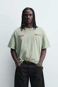 WASHED PRINTED TEXT T-SHIRT
