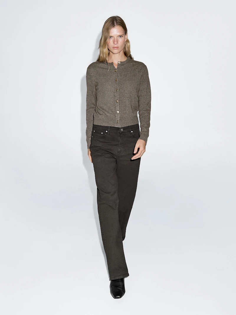 100% wool cardigan with gold buttons