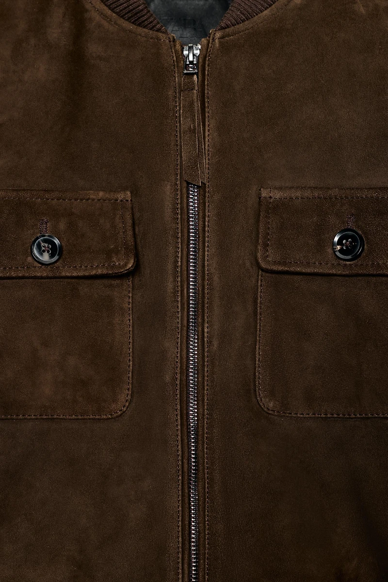 SUEDE LEATHER BOMBER JACKET ZW COLLECTION LIMITED EDITION