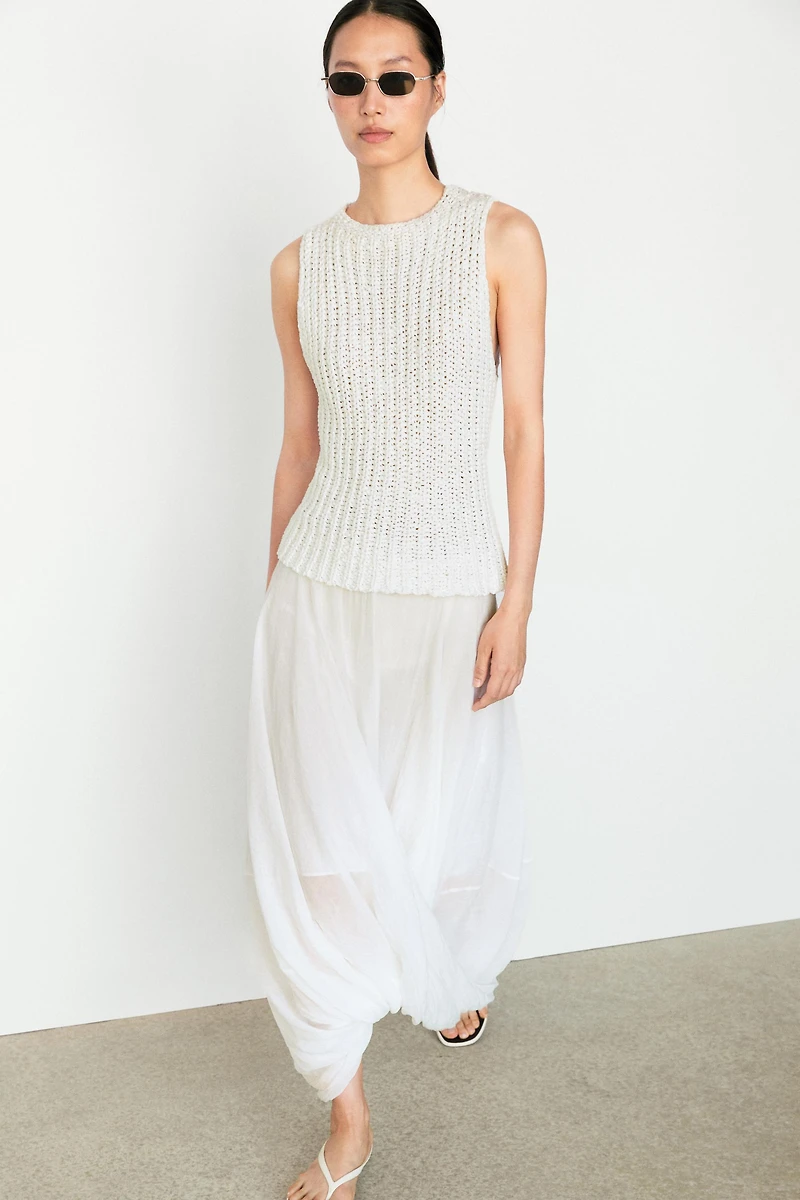 Textured cotton knit top
