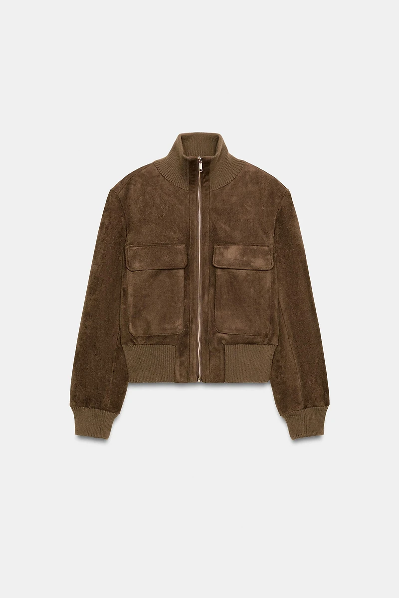 RIB HIGH COLLAR BOMBER JACKET