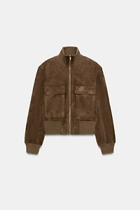 RIB HIGH COLLAR BOMBER JACKET