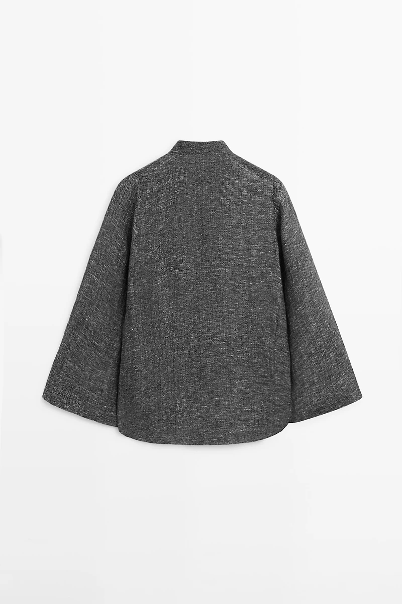 Total look melange linen blouse