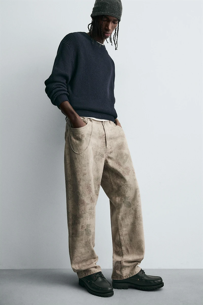 PANTALON BALLOON FIT À IMPRIMÉ ABSTRAIT