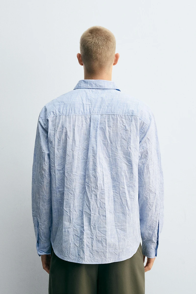 STRIPED WRINKLED EFFECT SHIRT