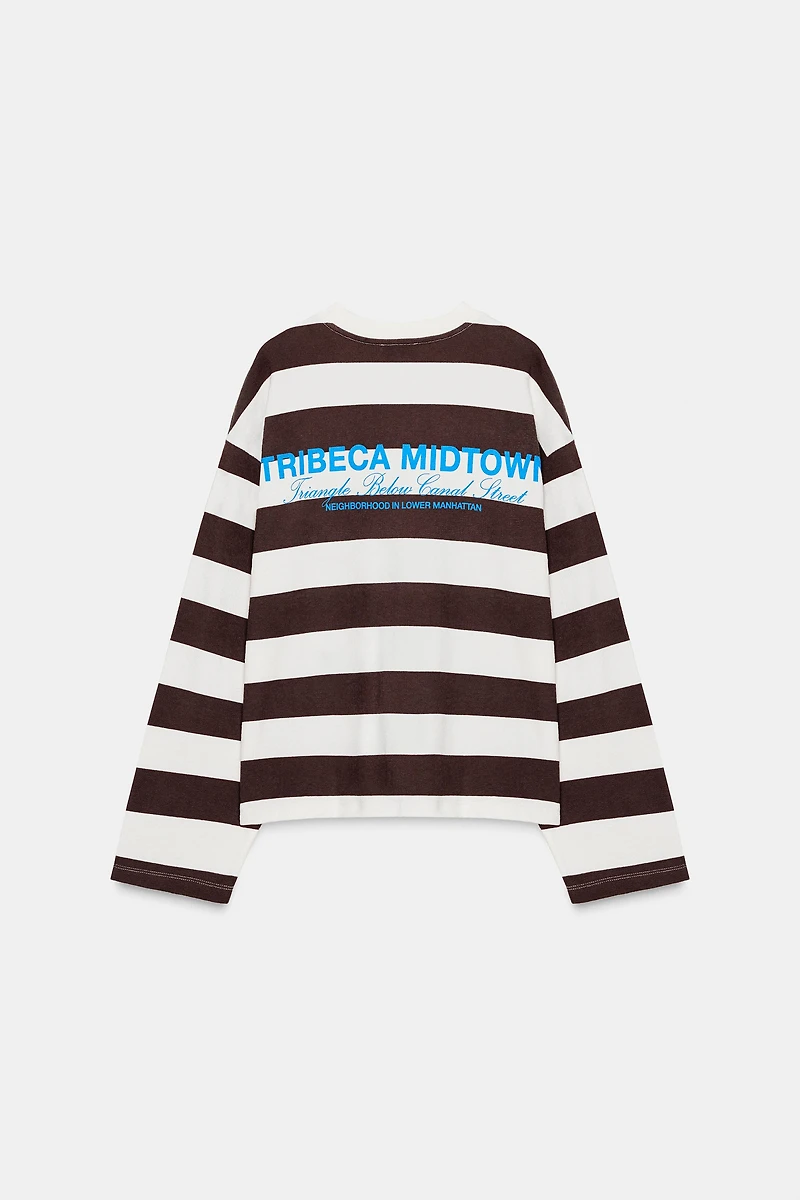 T-SHIRT À RAYURES AVEC INSCRIPTION