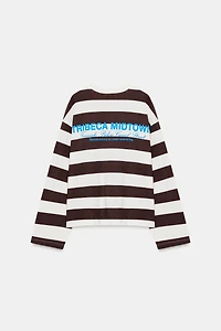 T-SHIRT À RAYURES AVEC INSCRIPTION