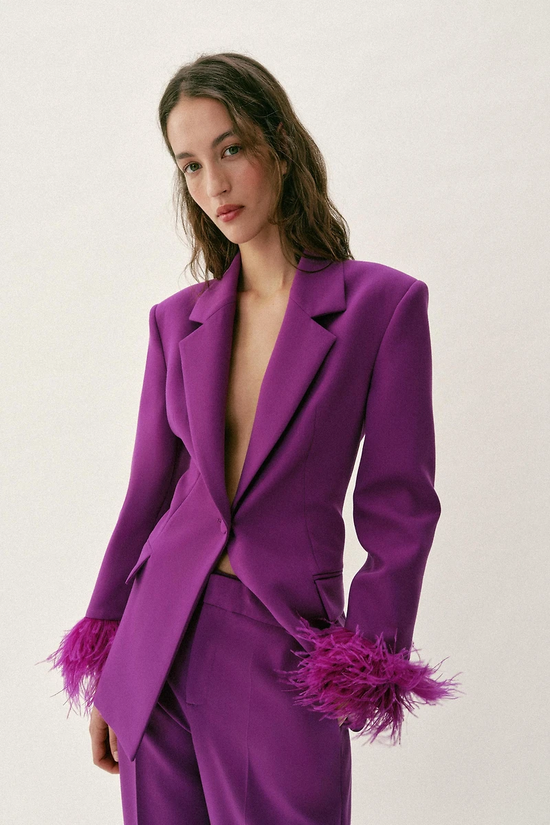 FEATHER CUFF SHOULDER PAD BLAZER