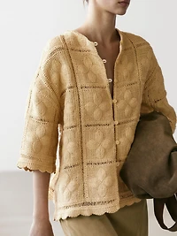 Veste en maille ajourée et crochet