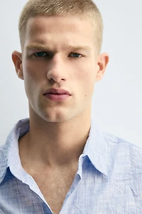 STRIPED WRINKLED EFFECT SHIRT
