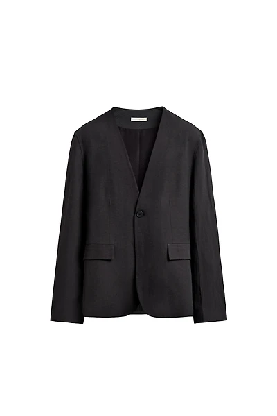 RELAXED FIT LAPELLESS SUIT BLAZER