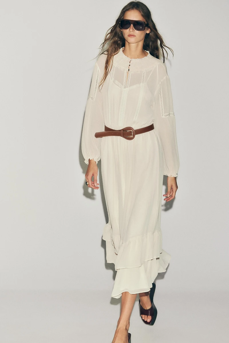BELTED COTTON GAUZE DRESS
