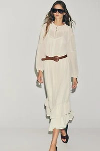 BELTED COTTON GAUZE DRESS