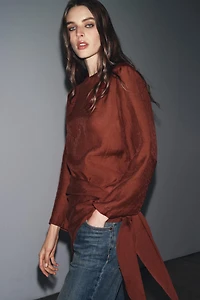 FLOWY BLOUSE WITH MULTI-POSITION SCARF ZW COLLECTION