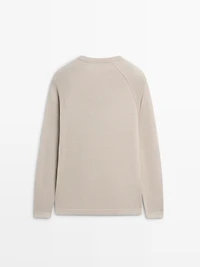 Linen blend knit crew neck sweater
