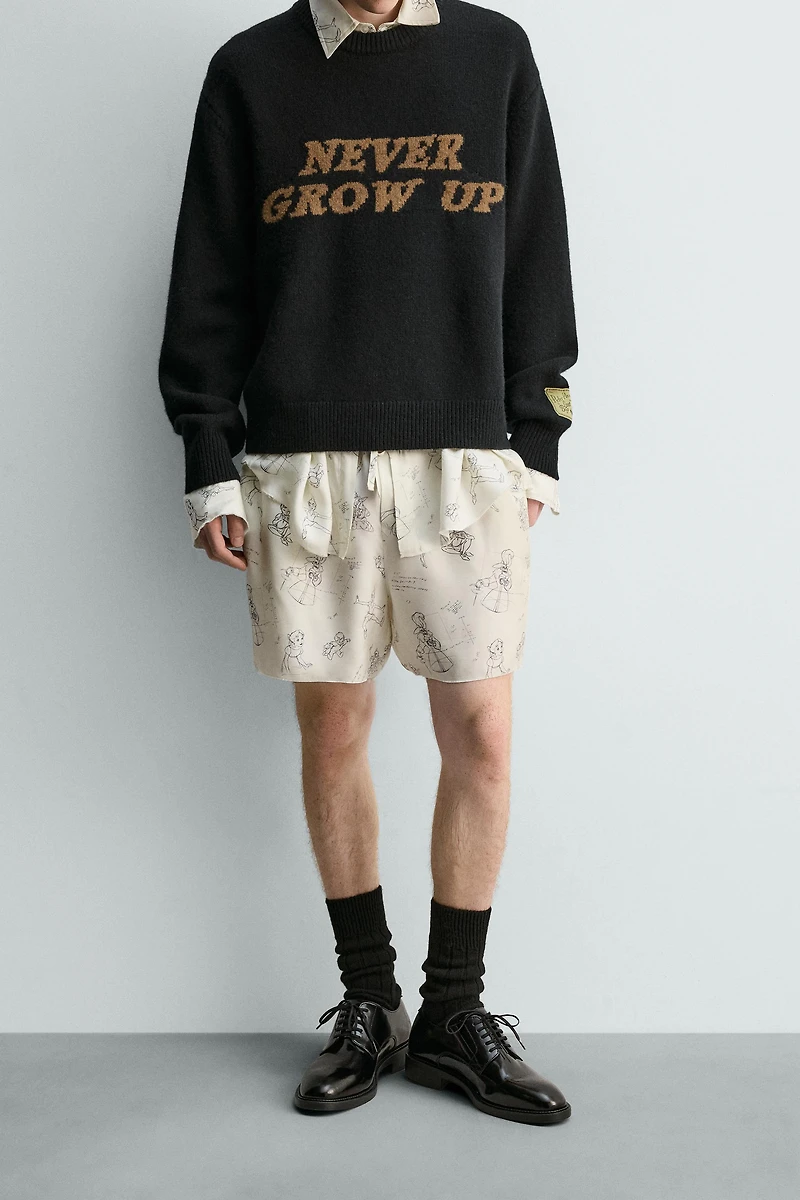 PETER PAN CHARACTERS SILK-VISCOSE SHORTS HARRY LAMBERT FOR ZARA