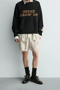 PETER PAN CHARACTERS SILK-VISCOSE SHORTS HARRY LAMBERT FOR ZARA