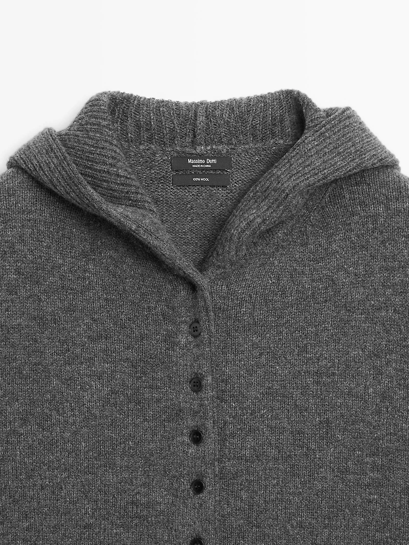 Cardigan à capuche 100 % laine