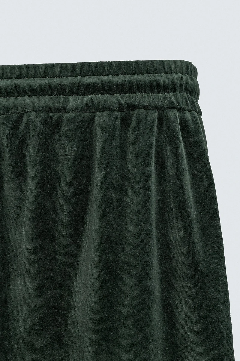 VELOUR PIPED PANTS
