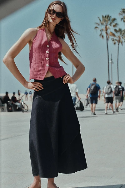 STRIPED TIE HALTER VEST