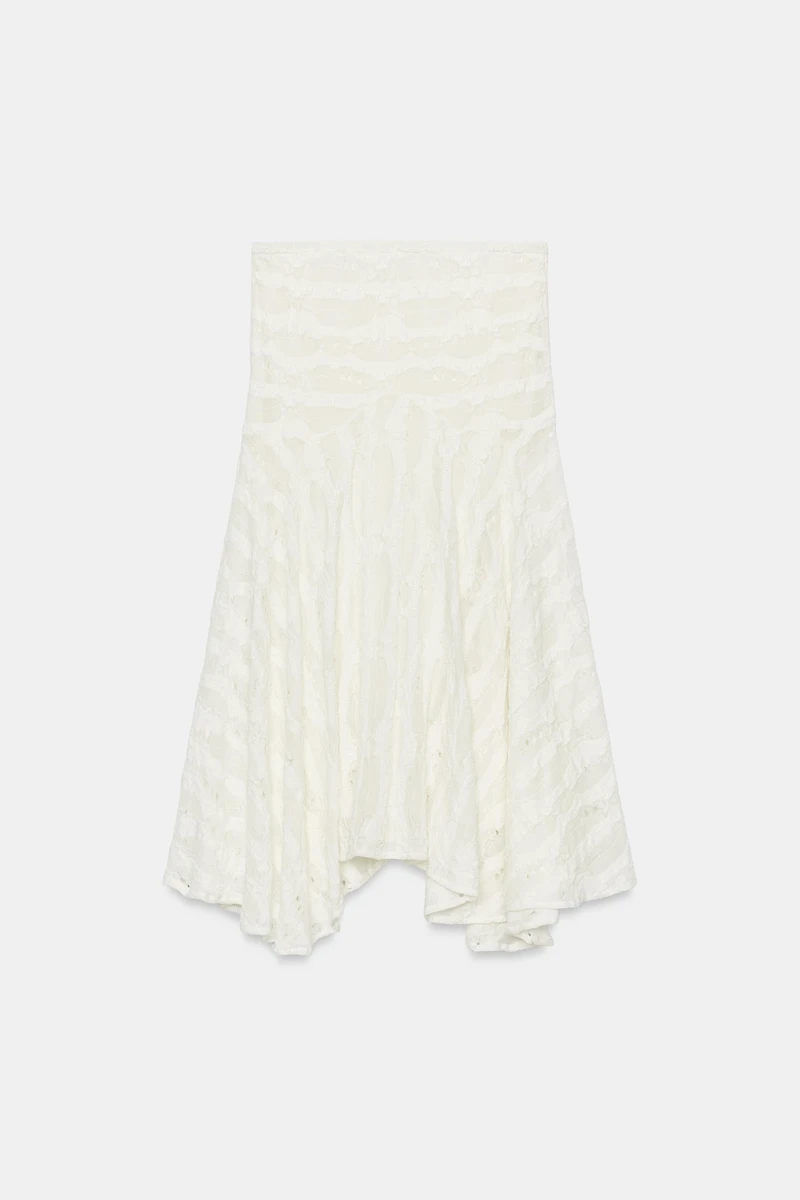 JUPE MI-LONGUE ASYMÉTRIQUE À DÉCHIRURES