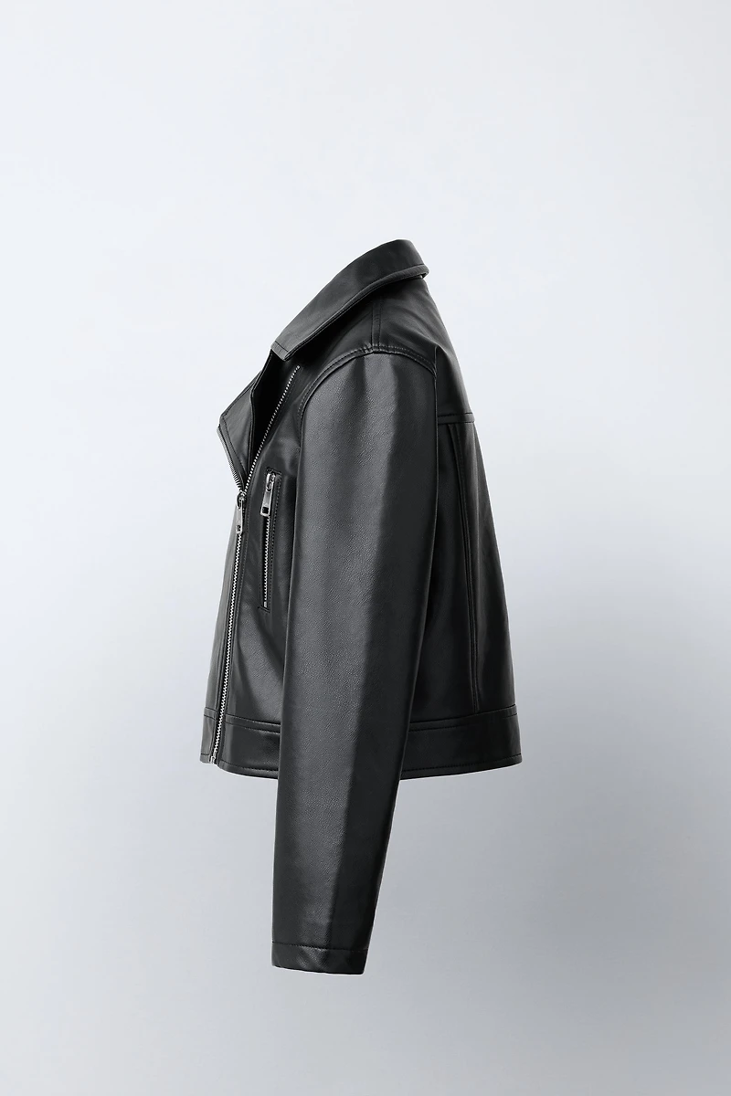 FAUX LEATHER BIKER JACKET