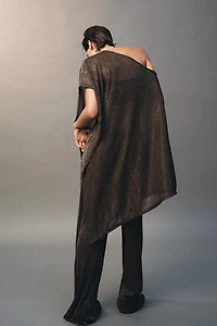 ASYMMETRIC METALLIC THREAD CAPE