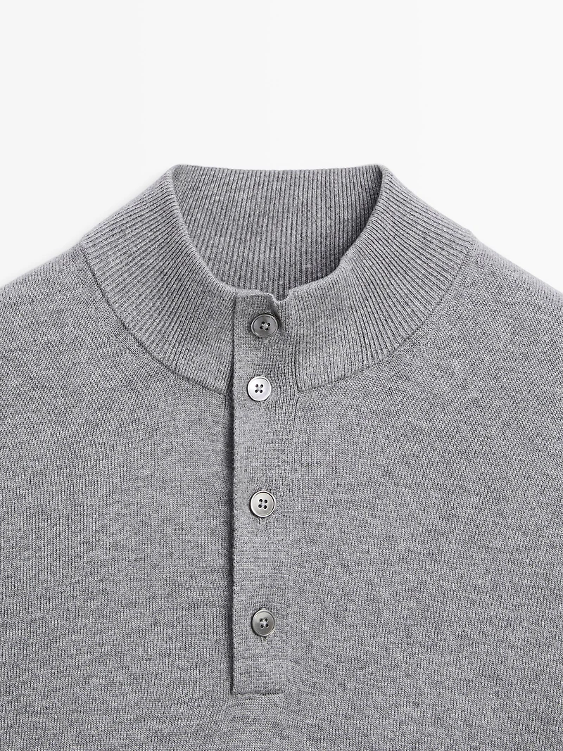 Pull en maille à col camionneur boutonné