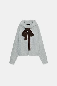 DRAWSTRING KNIT HOODIE JACKET