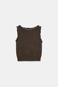 INTERWOVEN TRIM KNIT TOP