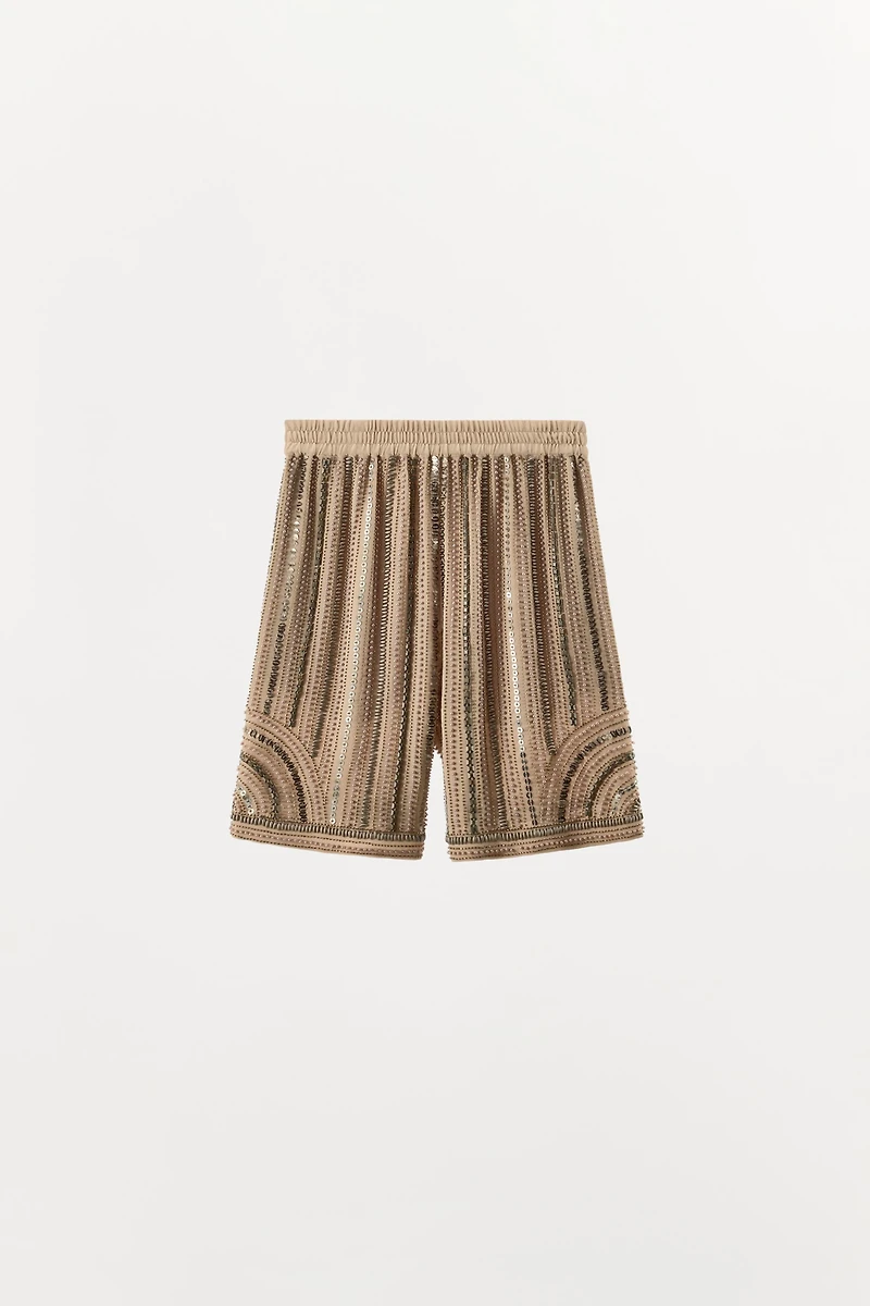 BEADED SEQUIN SHORTS