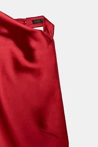 LONG SATIN HALTER DRESS