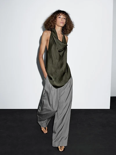 Draped halter top