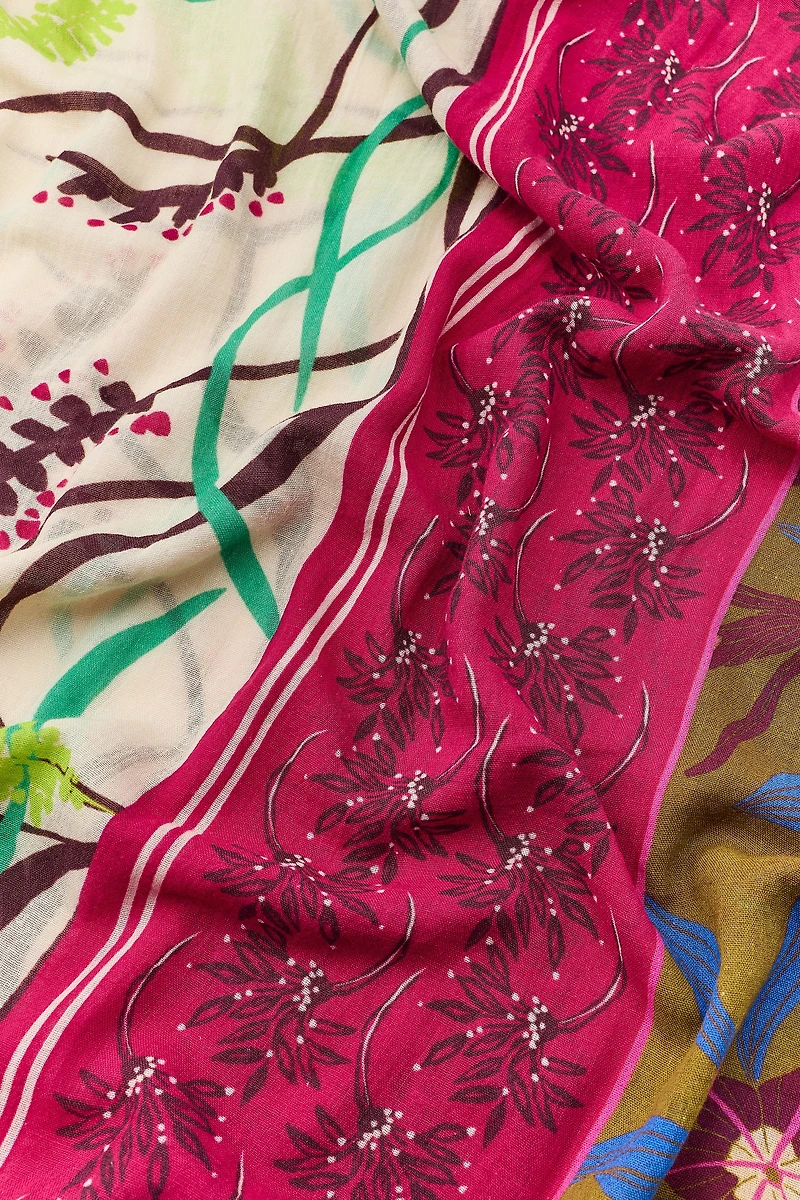 LINEN BLEND PRINTED SCARF