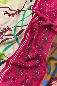 LINEN BLEND PRINTED SCARF