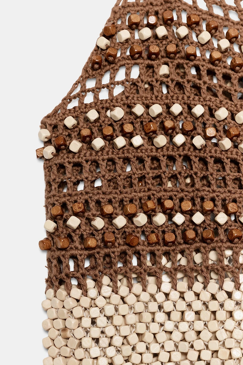 BEADED CROCHET KNIT TOP